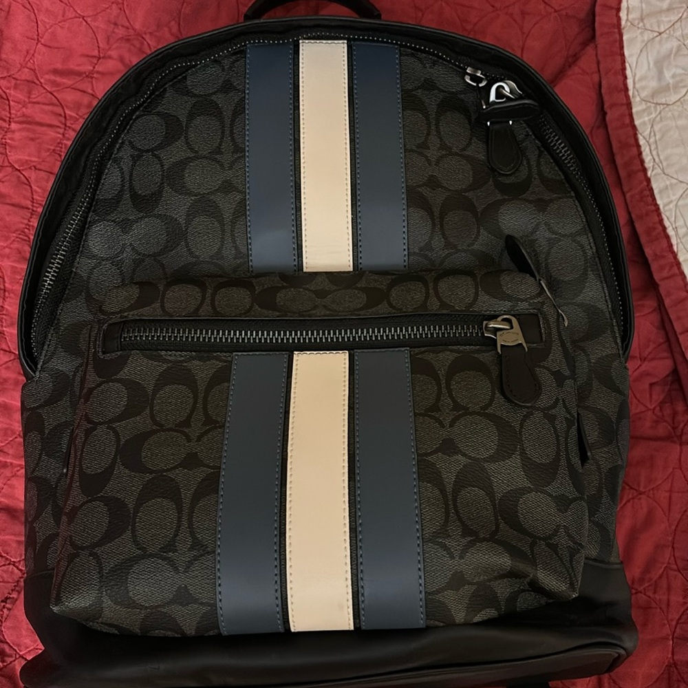 Coach back pack black with signature coach print